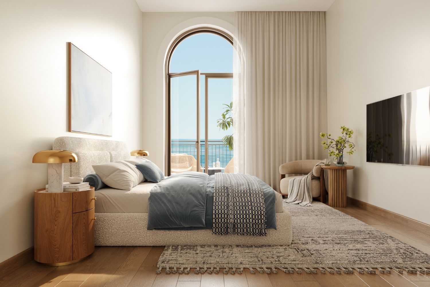Mirta residence bedroom with natural finishes